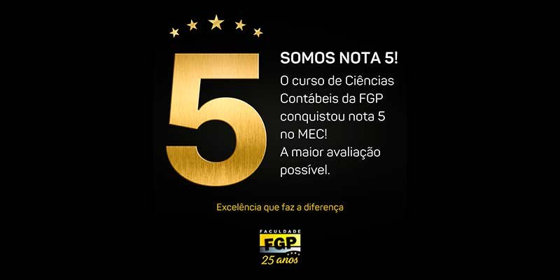 Faculdade FGP celebra nova conquista no MEC com nota máxima no curso de Ciências Contábeis